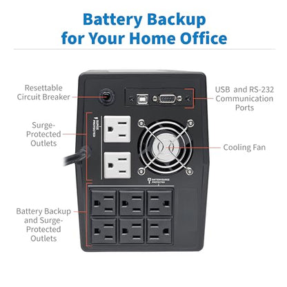 Eaton Tripp Lite OMNIVS1500LCD 1500VA UPS 900W 8 Outlets 5ft Extension Cord | Battery Backup Surge Protector, 5ft Extension Cord, 3-Year Manufacturer's Warranty & $200,000 Insurance - size: 1500VA, style: Pure Sine Wave