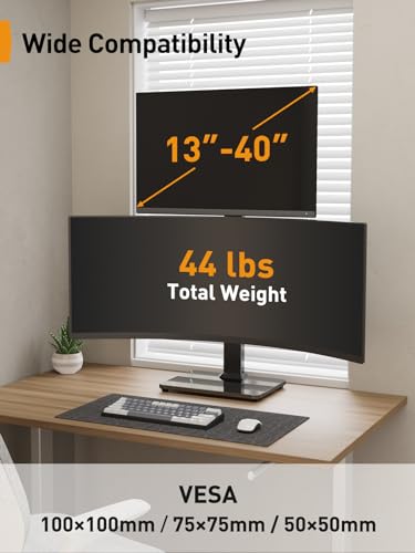 Perlegear Dual Vertical Monitor Stand for 13–40 inch Screens up to 44 lbs - size: 13-40 inch