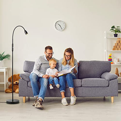 O’Bright Ray – Adjustable LED Beam Floor Lamp, Dimmable and Zoomable Spotlight, Flexible Gooseneck, Reading/Crafting Standing Lamp, Work Table Light, Matte Black - color: Black