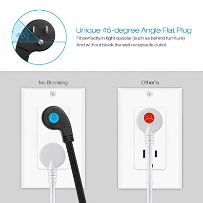 HHSOET Furniture Recessed Power Strip, 10W USB A Ports, Black, 10FT - size: 10ft-USB-A