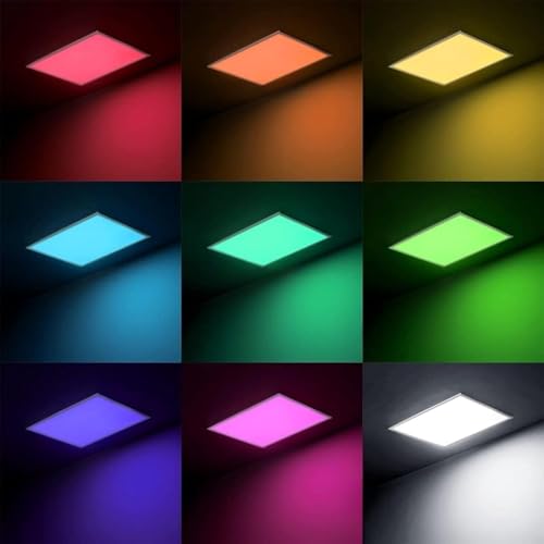 4 Pack 2X4 FT LED RGBW 5000K Multicolor Flat Panel, Light Remote & App Controlled 60W 6600lm Color Changing LED Panel Light Smart Wi-Fi Drop Ceiling Light with Alexa/Google Assistant - size: 2x4 Feet