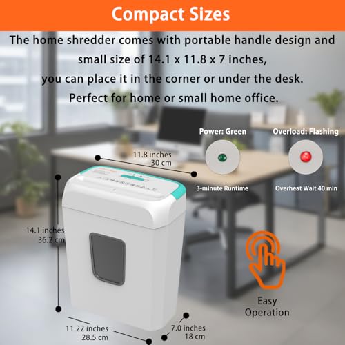 Bonsaii High Security Shredding Paper Shredder, 6-Sheet Cross-Cut, Credit Card Shredder, Home Office, Handle for Document, Mail, Staple, 3.4 Gal Wastebasket, White & Blue - color: Green, size: Crosscut