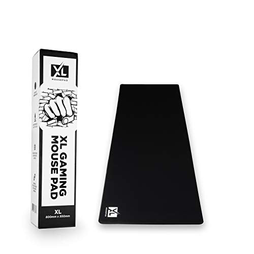 XL Mouse Pad - Large Extended Gaming Desk Mousepad (800x300x3mm) - Nonslip Rubber Base and Water Spill Resistant Desktop Keyboard Mouse Mat - Anti-Fray Cloth - Black - size: X-Large (31.5"x12")