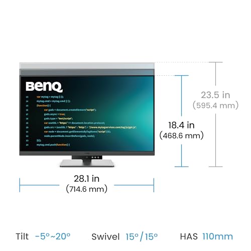 BenQ RD320U 32” 4K 3840x2160 Programming Monitor with 2000:1 Contrast Ratio, Nano Matte Panel, Backlight, 90W USB-C, Coding Modes, Night Hours Protection, Ergonomic Design, and Eye-Care Technology | Nano Matte Panel, Eye-Care, Coding Modes, MoonHalo Backl