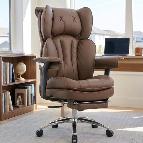 Efomao Big & Tall Desk Chair, Wide Executive Office Chair with Footrest Brown - color: 3070mus-brown