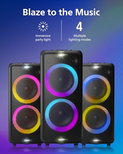 Philips X5206 Bluetooth Party Speaker - 14 Hours Play Time, Deep Bass, Party Lights, Karaoke Effects, Mic & Guitar Input, 80W Max Power, Black