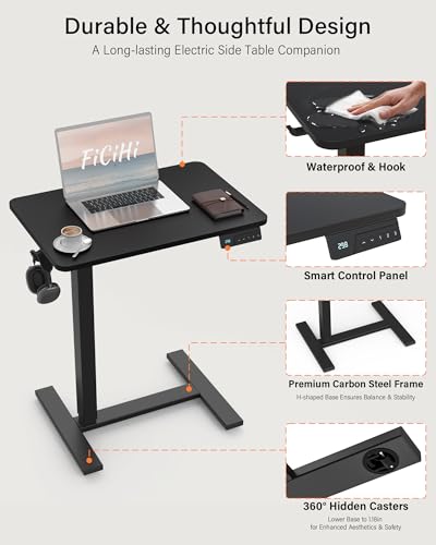 FiCiHi 24"x 16" Electric Standing Desk, Mobile Sit Stand Up Desk, Black - color: Black, size: 24" x 16"
