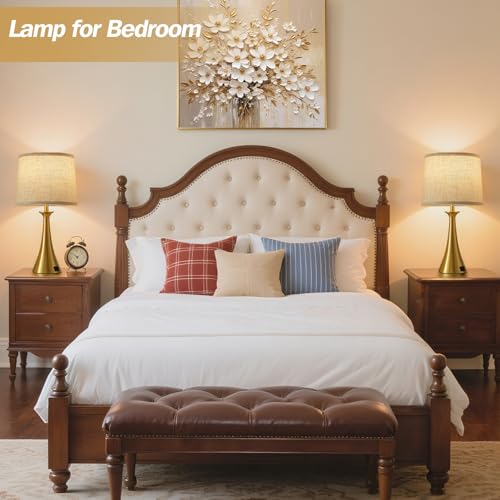 Touch Table Lamps Set of 2, 21" Bedside Lamps with USB C+A, Gold | 3 Way Dimmable Nightstand Lamps with Linen Shades, 2 LED Bulbs Included, Touch Lamp for Living Room, Bedroom and End Tables - color: Gold 2pcs
