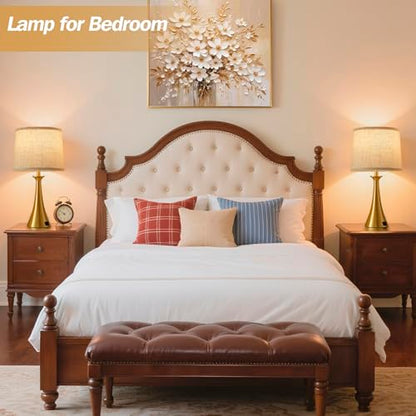 Touch Table Lamps Set of 2, 21" Bedside Lamps with USB C+A, Gold | 3 Way Dimmable Nightstand Lamps with Linen Shades, 2 LED Bulbs Included, Touch Lamp for Living Room, Bedroom and End Tables - color: Gold 2pcs