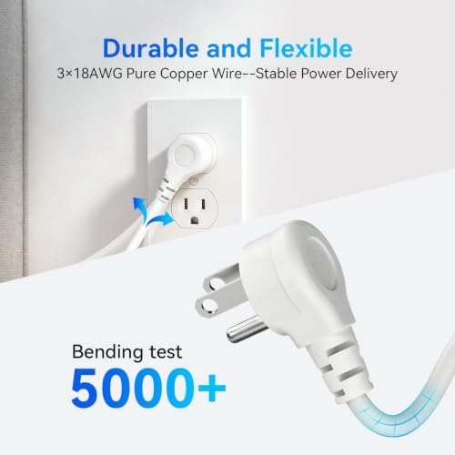 Desktop Suction Cup Power Strip 4.9Ft,Table Surge Protector - color: White