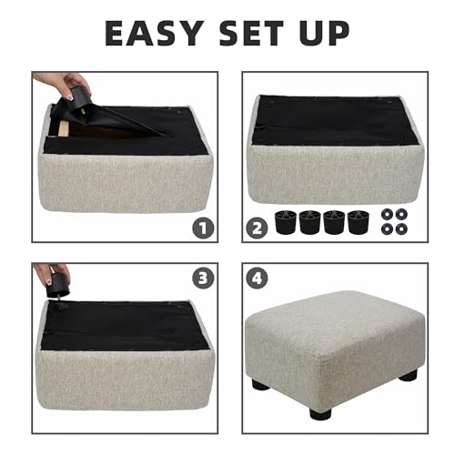 CAROLMADE Small Foot Stool Ottoman Footstool with Legs Under Desk Footrest for Living Room Bedroom and Office,Linen-Beige - color: Beige, size: 11"d X 15.4"w X 8.3"h