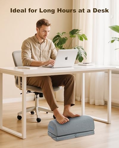 Comfier Under Desk Foot Rest at Work with Heat,Vibration,3 Height Under Desk Foot Rest for Office Chair，Foot Heater Foot Warmer, Ergonomic Heated Footrest,Gaming Chair Footstool,Computer Desk Use - color: Gray