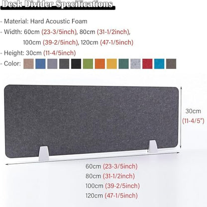 Freestanding Soundproof Desk Divider - 2-Pack Acoustic Privacy Partition, Felt Noise-Reducing Desk Screens for Office Cubicle Shield, Enhance Focus & Productivity - color: 1, size: 30*80cm