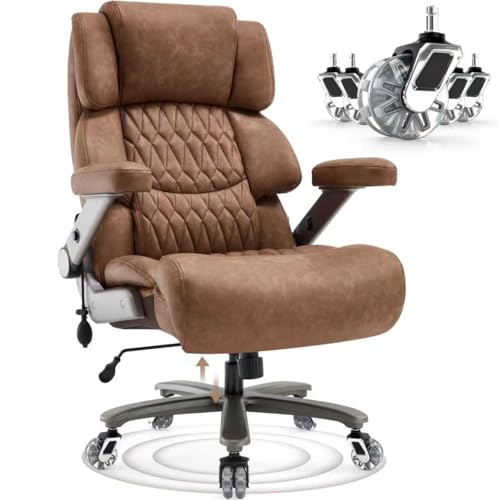 700lbs Big and Tall Office Chair, Large Heavy Duty Computer Desk Chair - color: Gold Brown