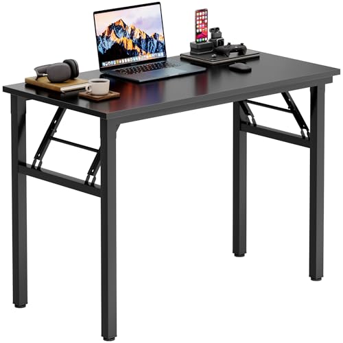 Need Office Computer Desk 35.8 Inch Sturdy Folding Laptop Table Black | Black Frame Writing Gaming Work Table/Foldable Home Office Desk/Sewing Table, No Assembly Required - color: Black & Black Frame, size: 35.8inch