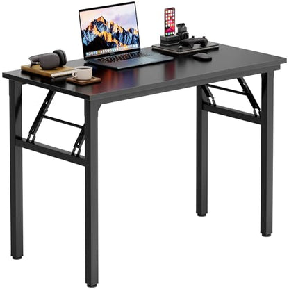 Need Office Computer Desk 35.8 Inch Sturdy Folding Laptop Table Black | Black Frame Writing Gaming Work Table/Foldable Home Office Desk/Sewing Table, No Assembly Required - color: Black & Black Frame, size: 35.8inch