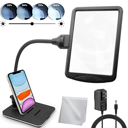 4X Gooseneck Magnifying Lamp Lighting with 28 SMD LEDs, Table Desktop Stand Magnifier Hands-Free for Hobby, Sewing, Crafts, Close Work, etc.