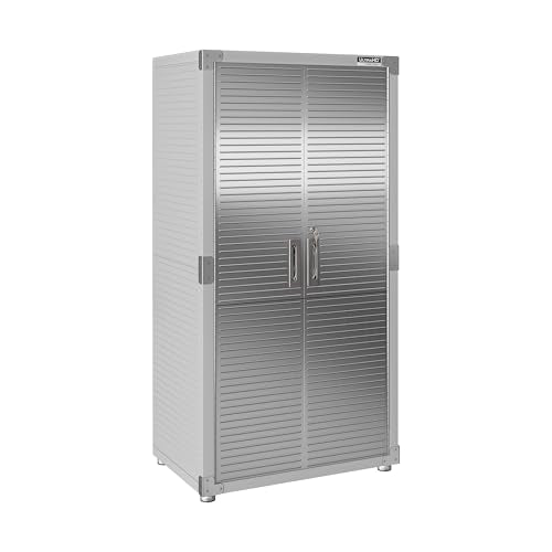 Seville Classics UltraHD Solid Steel Lockable Metal Storage Cabinet Locker Organizer, w/Adjustable Shelves for Garage, Warehouse, Office, Classroom, Granite, 36" W x 24" D x 72" H - color: Granite, size: 36" W x 24" D x 72" H
