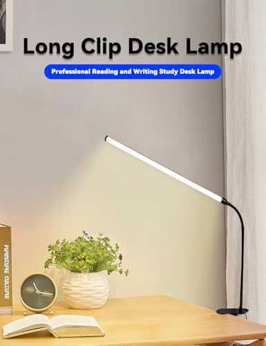 2 Pack LED Desk Lamp with Clamp,Eye-Friendly Clip on Lights for Home Office Study Reading,3 Modes 10 Brightness,Long Flexible Goose-Neck,Swing Arm Architect Task Table Lamps USB Usage - color: Black, size: 11inch/2 pack