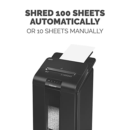 Fellowes AutoMax Micro-Cut 100M Commercial Office Auto Feed 2-in-1 Paper Shredder with 100-Sheet Capacity & Powershred Performance Paper Shredder Lubricant Sheets