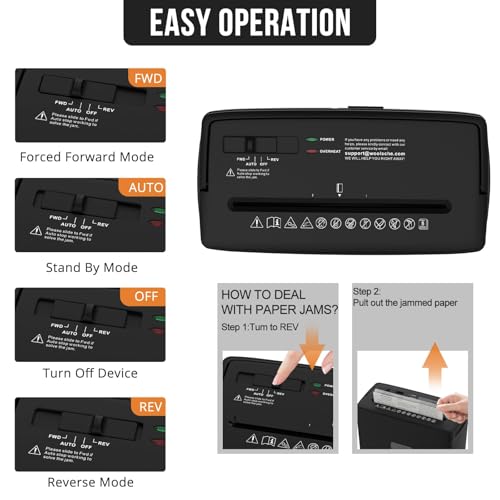Suntiko 5-Sheet Small Cross Cut Paper Shredder Black | P-4 High Security, 4-Mode Anti-Jam, 2.38Gal Transparent Bin, Thermal Protection Compact Home Office Shredder - color: black
