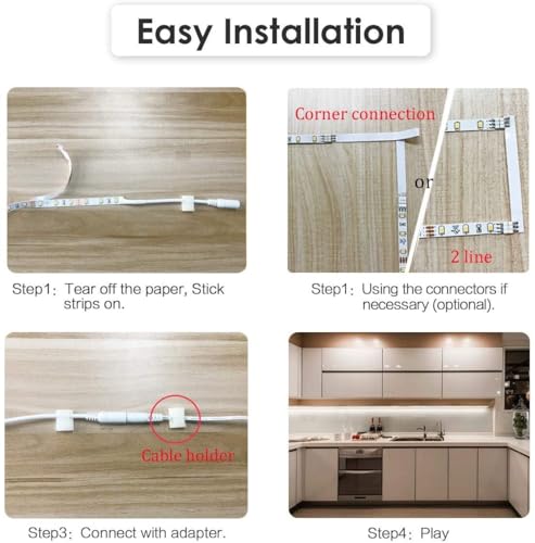 WOBANE Under Counter Light, Dimmable LED Under Cabinet Lighting, 6 PCS LED Strip Light Bars with Remote Control for Kitchen,Shelf,Pantry,Showcase,Desk,Cupboard 6000K White