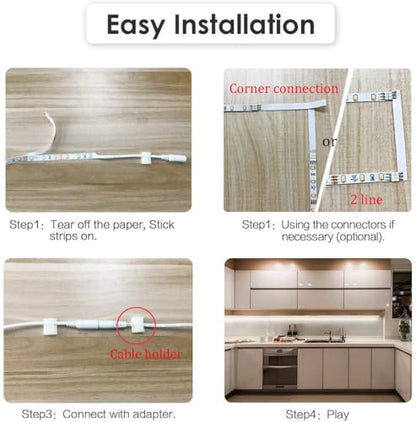 WOBANE Under Counter Light, Dimmable LED Under Cabinet Lighting, 6 PCS LED Strip Light Bars with Remote Control for Kitchen,Shelf,Pantry,Showcase,Desk,Cupboard 6000K White