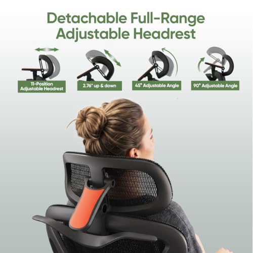 Ergonomic Mesh Office Chair, Desk Chairs with Adjustable Lumbar Support, 4D Flip-up Arms & 3D Headrest, Comfy High Back Breathable Mesh Computer Chair for Home Office, 400lbs (Black) - color: Black
