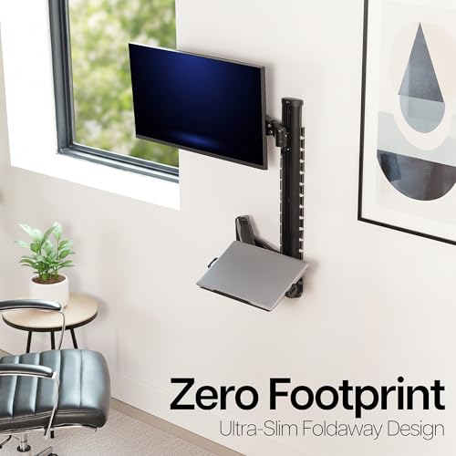 VIVO Sit-Stand Wall Mount Counterbalance Height Adjustable Monitor and Laptop Workstation for Screens up to 27 inches, STAND-SIT1L