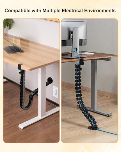 Clamp-On Under Desk Cable Management, Adjustable Vertebrae Cord Organizer