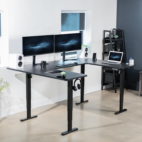 VIVO Black U-Shaped 83 x 60 in Standing Desk, DESK-E4UBB - color: Black