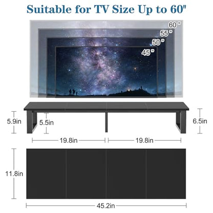 aboxoo 45" TV Riser for 32-60 inch TV, TV Shelf with Steel Legs - color: Black, size: 45 inch