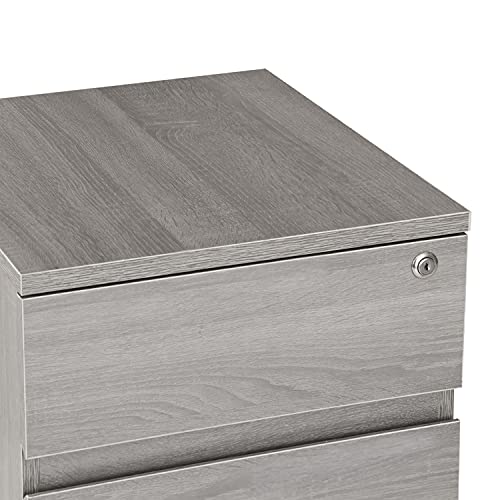2‑Drawer Rolling File Cabinet with Lock, Under‑Desk Storage & Wheels, Grey