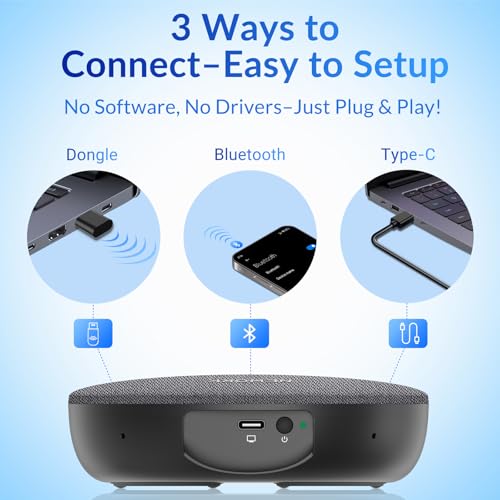 Speakerphone, Conference Speaker with 4 Mics, 360° Enhanced Voice Pickup - color: Supports 2-Unit Daisy-Chaining