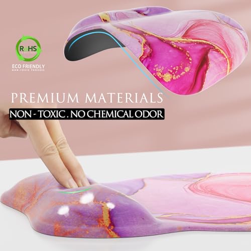 MROCO Ergonomic Mouse Pad with Gel Wrist Rest, 9.4 x 8.1 in, Pink Marble - color: Pink Marble