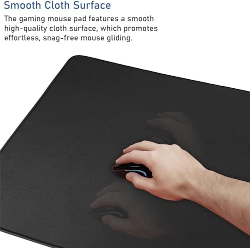 Large Extended Gaming Mouse Pad with Stitched Edges 47.3 X 23.6 in Mousepad - color: Black, size: 47.3L x 23.6W inches