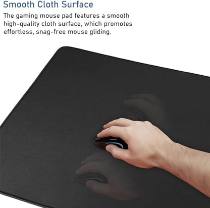 Large Extended Gaming Mouse Pad with Stitched Edges 47.3 X 23.6 in Mousepad - color: Black, size: 47.3L x 23.6W inches