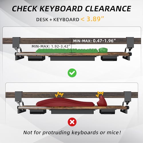 ETHU Keyboard Tray Under Desk, Pull Out Keyboard & Mouse Tray with C-clamp, Ergonomic Desk Keyboard Tray Slide Out, Pull Out Platform Drawer for Home and Office(Wood) - color: Wood