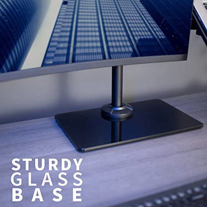VIVO Free Standing Single Computer Monitor and Laptop Combo Desk Stand with Sleek Glass Base, Fits up to 32 inch Monitors and 17 inch Laptops, Black, STAND-V002FGL - style: Laptop + Monitor