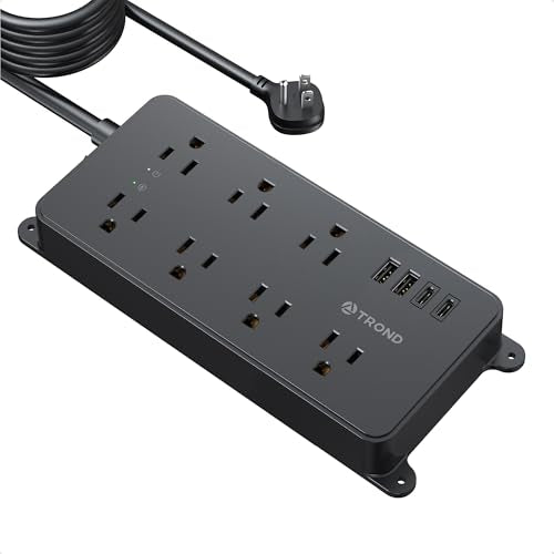 TROND Surge Protector Power Strip, ETL Listed, Flat Plug 15ft Cord - color: Black, size: 15ft, style: 7 Outlets