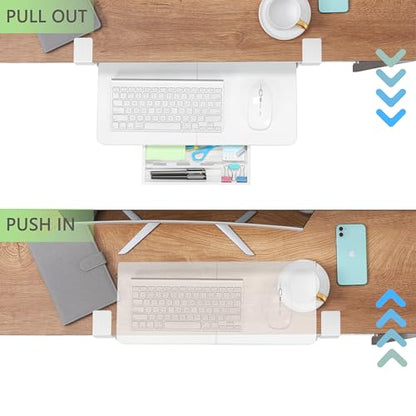 ETHU Small Keyboard Tray Under Desk with C-Clamp, 19.7x11.81", White - color: White