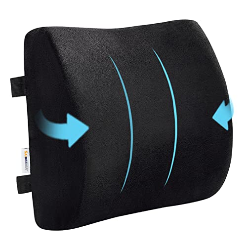 SAIREIDER Comfortable Lumbar Support Pillow for Office Chair, Memory Foam Back Support Pillows for Car、Gaming Chair、 Home Chair, Back Pain Relief Improve Posture, Double Adjustable Straps(Black) - color: Lumbar Pillow-black