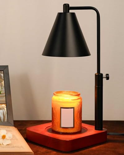 Modern Candle Warmer Lamp with Timer, Black Candle Lamp Warmer for Jar Candles, Christmas Birthday Gifts for Women, Dad, Men, Adjustable Metal Candle Lamp Dimmable, Vintage Home Decor, 2*35Watt Bulb - color: A2-Black