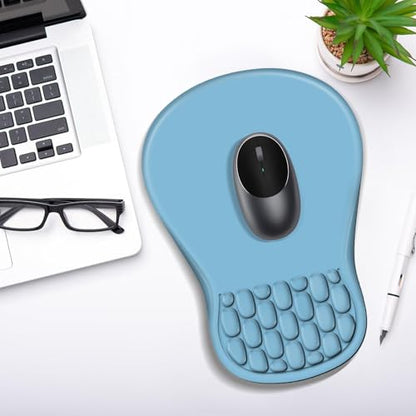 YIWEI Ergonomic Mouse Pad with Wrist Rest for Carpal Tunnel Pain Relief - color: Blue