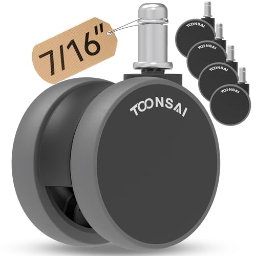 Office Desk Chair Wheels Replacement, Computer Gaming Casters for Carpet，2.5 Inch Stem 7/16-7/8 Set of 5 for Furniture Hardwood Hard Floors Chair Casters Tile Smooth Safe Quiet Rolling 660LB - style: 2.5 inch（Black & Grey）