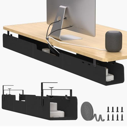 No-Drill Under Standing Desk Cable Management,47.2" L,Black - color: Black, size: 47.2"
