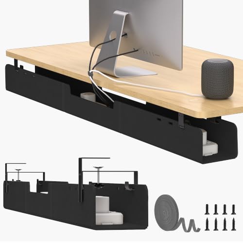 No-Drill Under Standing Desk Cable Management,47.2" L,Black - color: Black, size: 47.2"