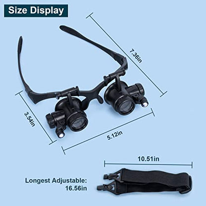 10X 15X 20X 25X LED Head Mount Magnifier Headband Visor with Light - color: 10x 15x 20x 25x