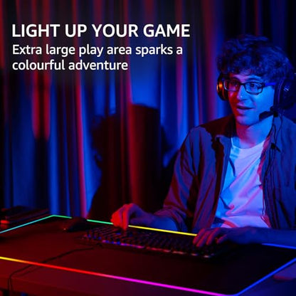 KTRIO RGB Large Gaming Mouse Pad, 35.4 x 15.7 in, RGB Black, XXXL | Smooth Micro-Weave Surface, RGB Lighting Design, Non-Slip Rubber Base, Durable Stitched Edges, Office & Home Use - color: RGB Black, size: 35.4l x 15.7w Inches