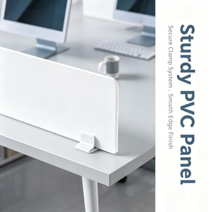 Solid White PVC Desk Divider Freestanding Office Workstation Privacy Partition Screen (L) - color: L